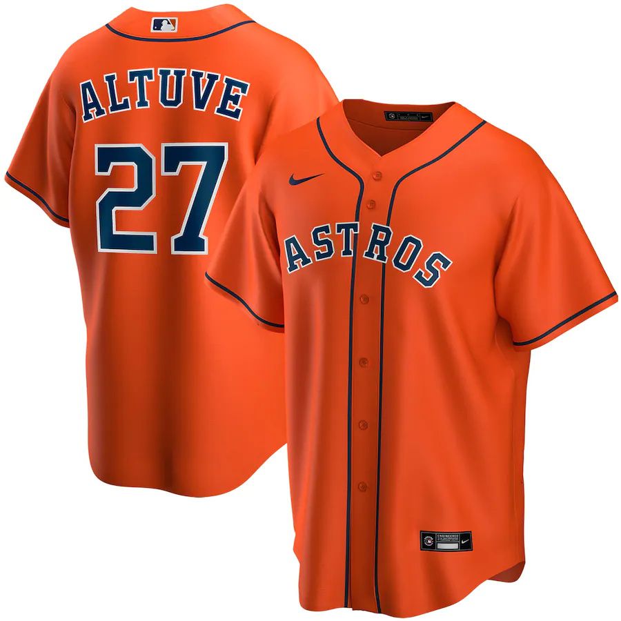Youth Houston Astros #27 Jose Altuve Nike Orange Alternate Replica Player MLB Jerseys->youth mlb jersey->Youth Jersey